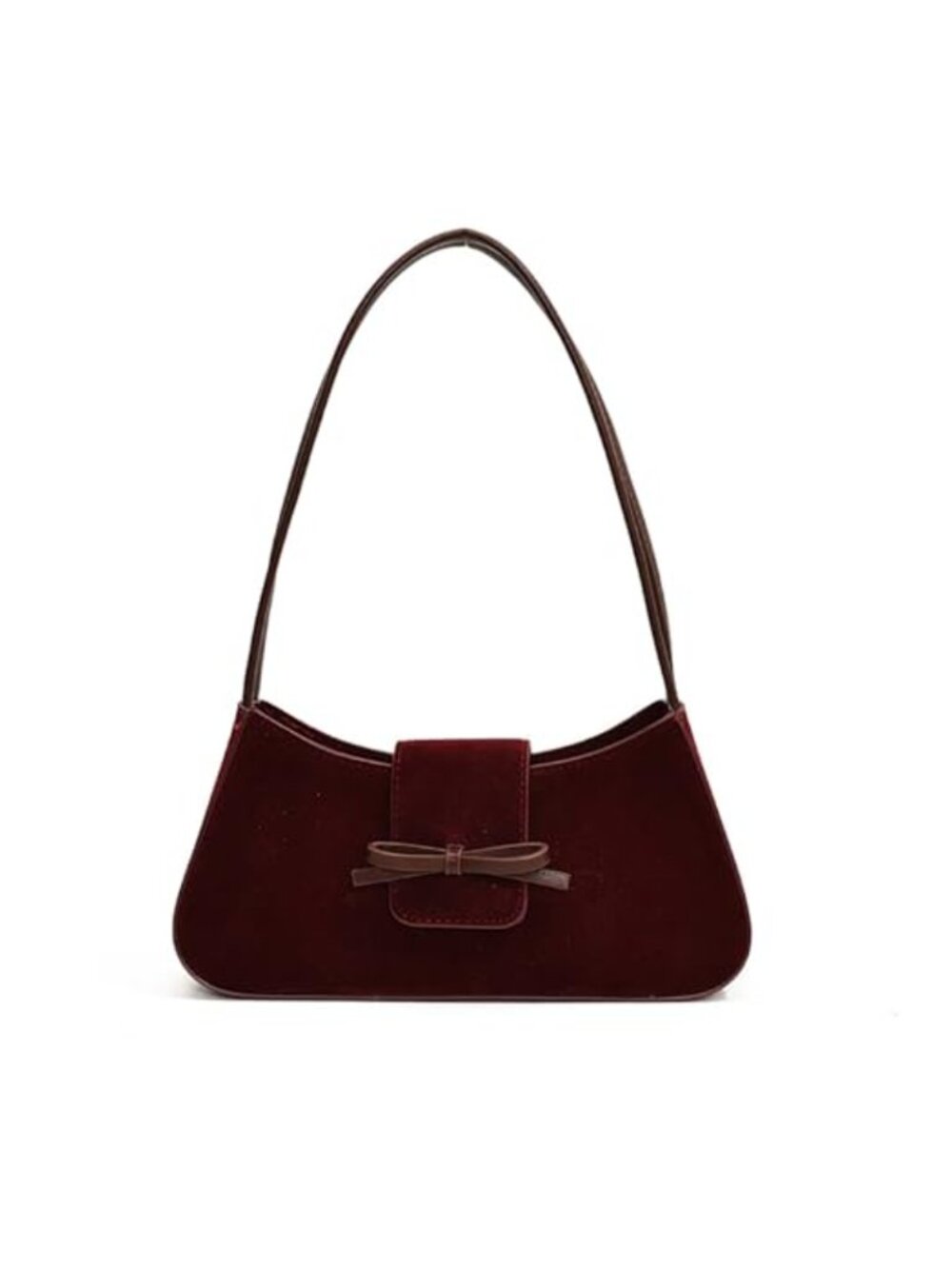 Suede Shoulder Bag Cute Bow Purse Small Handbag Underarm Clutch